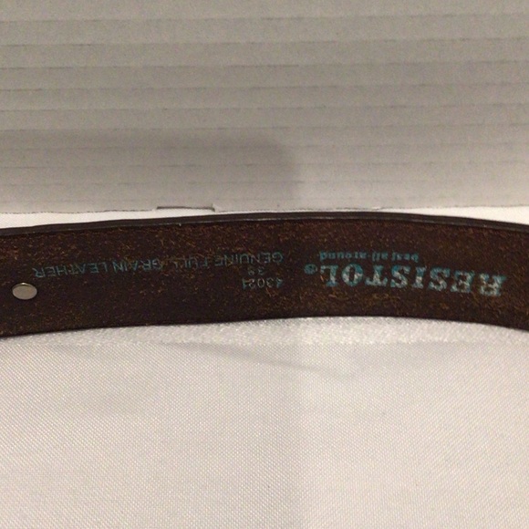 Brown Leather Belt with Silver Eagle Buckle unisex size 38 - Picture 2 of 7